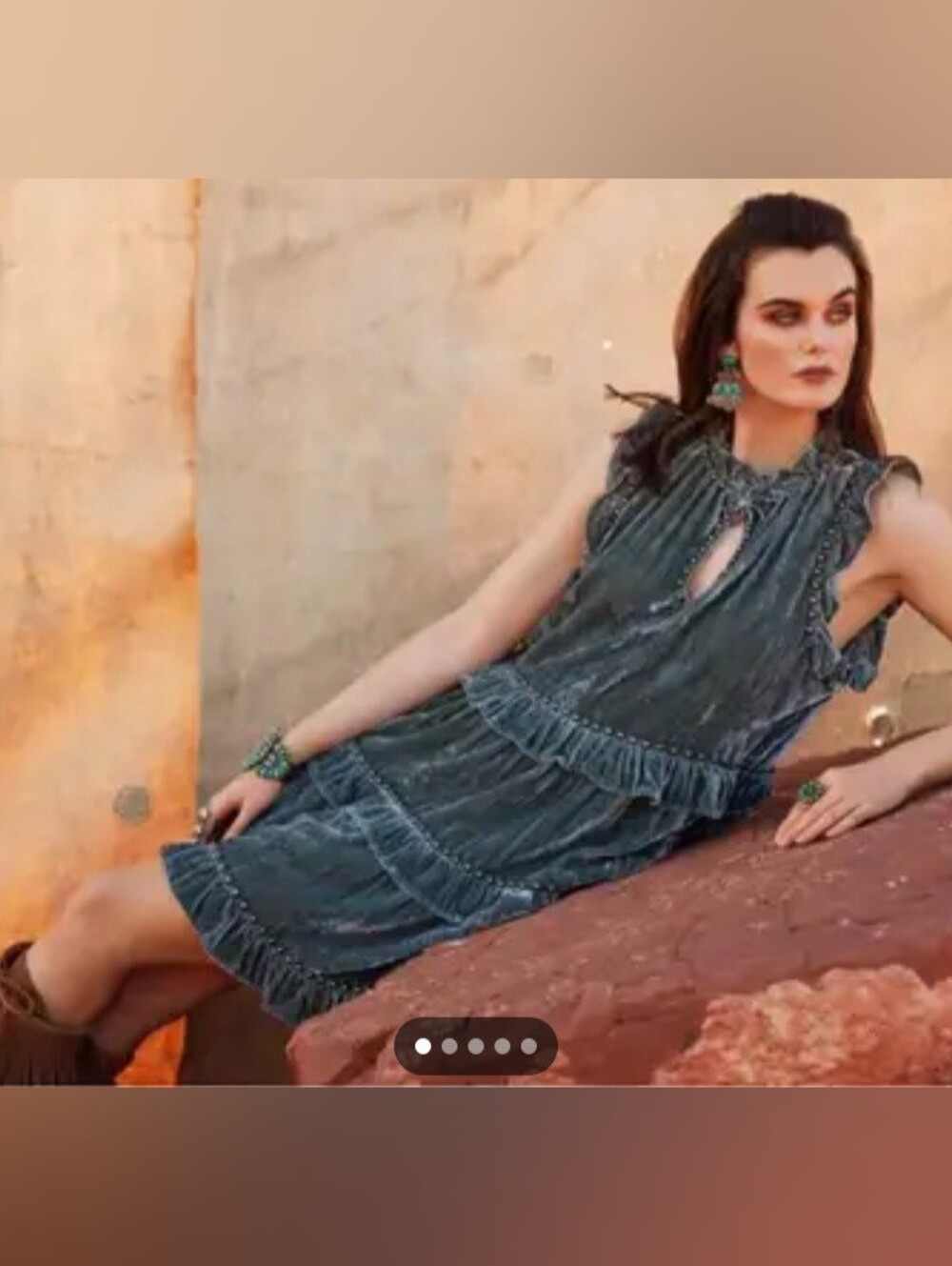 Like New Double D Ranch Pueblo Antiquities Dress In 2X Gorgeous Blue Green Color